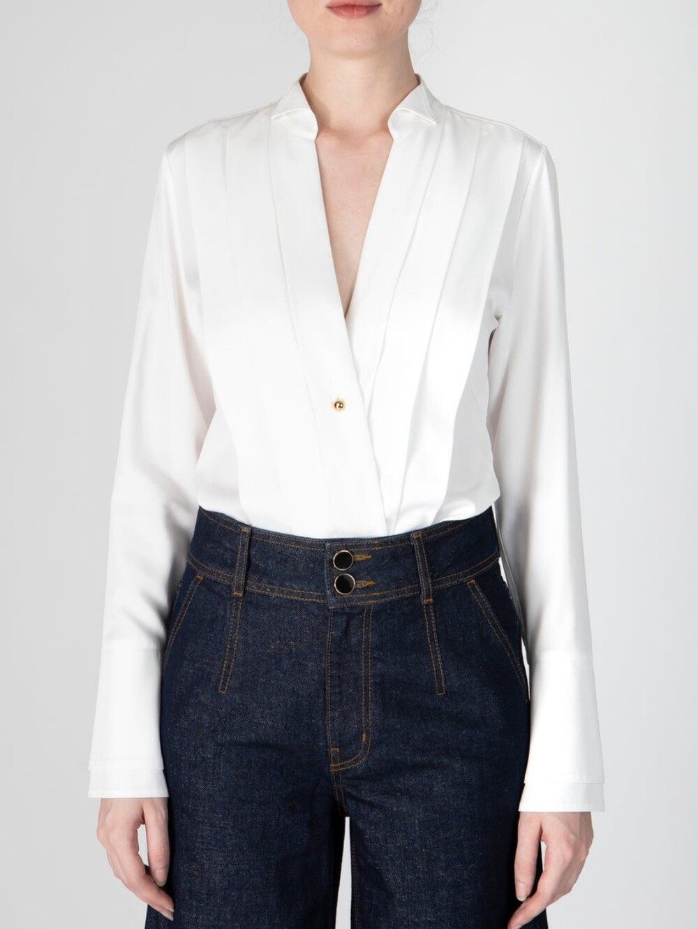 DEREK LAM 10 CROSBY - Tiffany Pleat Front Shirt in Blanc